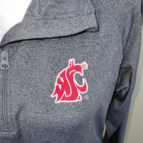 WSU Cougar Quarter Zip Long Sleeve Sweat Jacket Heathered Gray Women's Size M - Picture 8 of 14